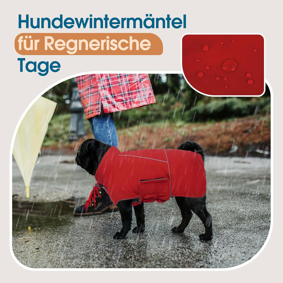 Hundejacke Wasserdichter, Leichte & Fleece Hundemantel für Grosse Hunde, Hundejacke mit Reflektieren