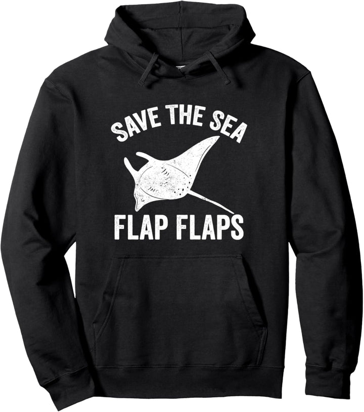 Lustige Manta Ray Stingray Save The Sea Flap Flaps Pullover Hoodie