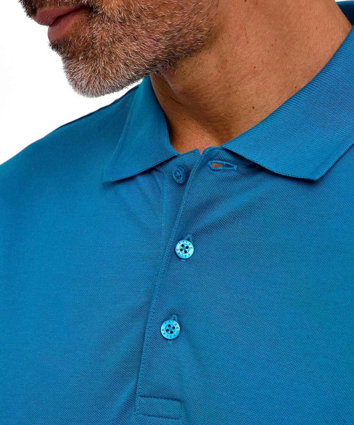 FALKE Herren Basic Polo Shirt Piqué Poloshirt weich hautfreundlich bequem S Blau Cyan 6964, S Blau C