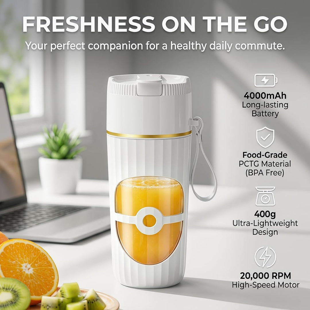 CEWROM Tragbarer Mixer, USB Wiederaufladbarer Smoothie Maker, 400ml Kleiner Mixer mit 10 Edelstahl K