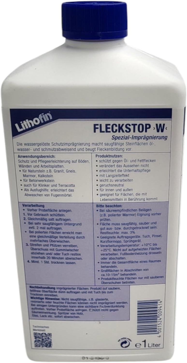 zbs24 Lithofin Fleckstop W Set lösemittelfreie Schutzimprägnierung für saugfähige Keramik, Betonwerk