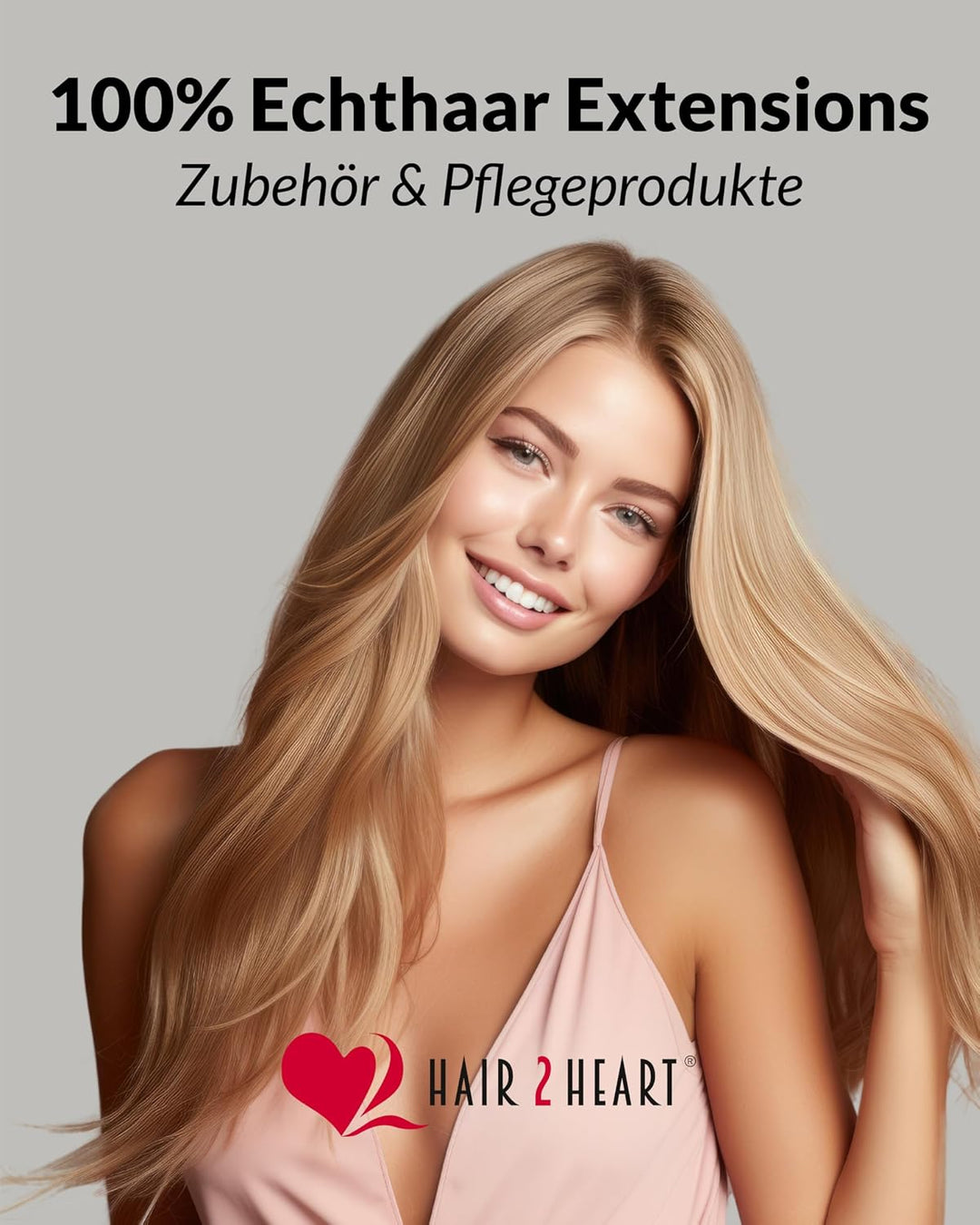 hair2heart Microring Extensions Echthaar glatt - 150 Strähnen 0.5g 60cm 9/31 lichtblond Gold Asch 60