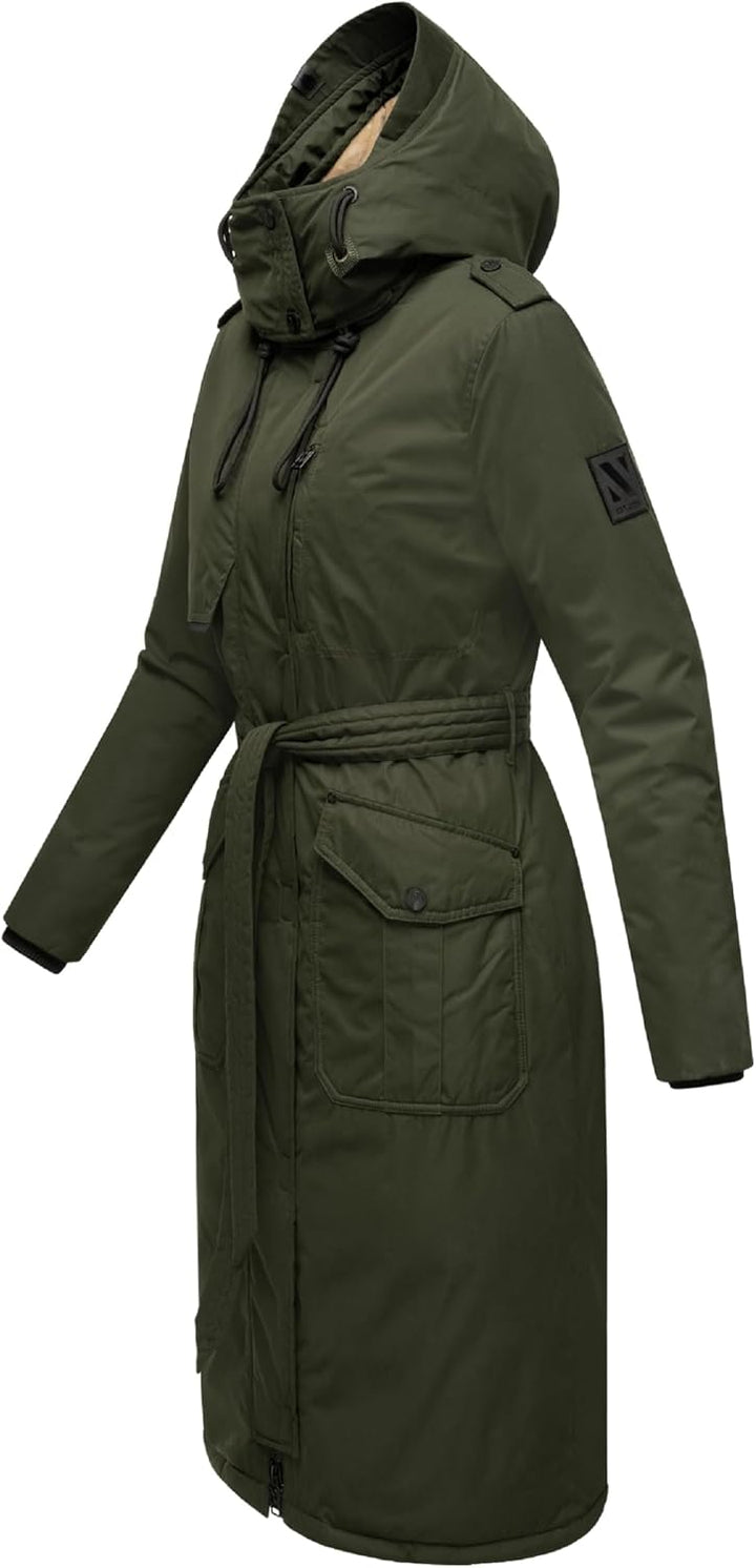 Navahoo Damen Wintermantel Warmer Parka lang mit hohem Kragen und weicher Kapuze Hokulanii XS-XXL S