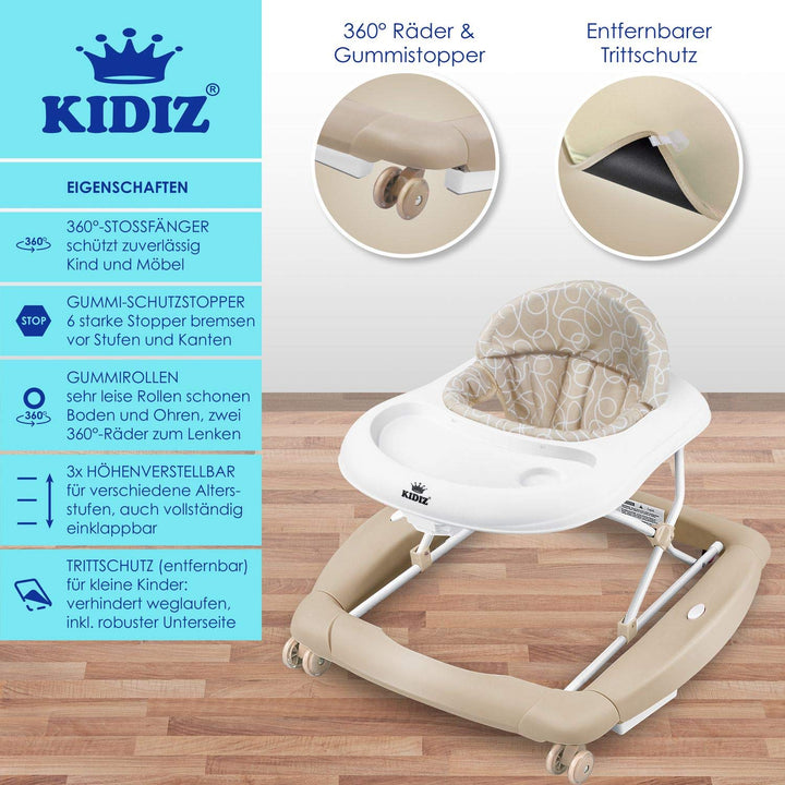 KIDIZ® 4in1 Lauflernhilfe Babywalker Spiel- und Lauflernwagen Gehfrei Schaukelfunktion Babywippe mit