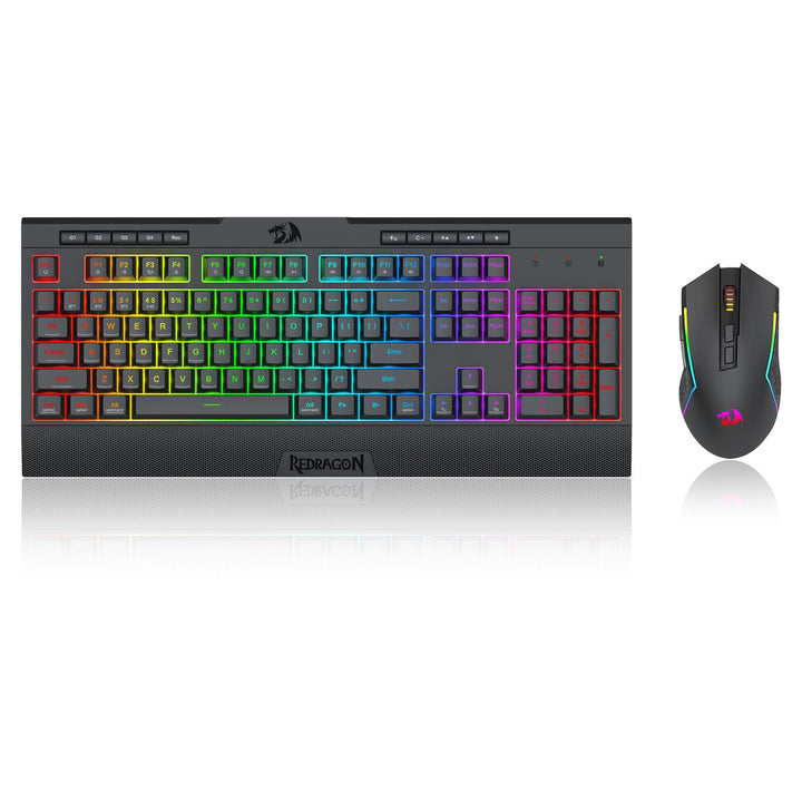 Redragon S151 PRO 3-Modus Wilreess Gaming-Tastatur &amp; Maus-Kombination, 104 Tasten K525 RGB-Membranta