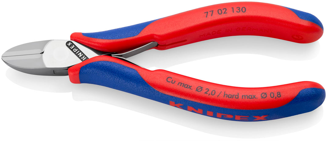 Knipex Elektronik-Seitenschneider mit Mehrkomponenten-Hüllen 130 mm 77 02 130 runder Kopf, mit Facet
