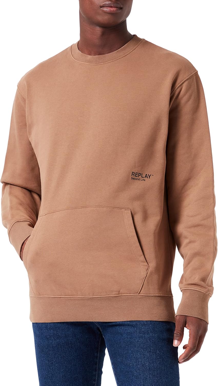 Replay Herren Sweatshirt Second Life aus 100% Baumwolle, Safari 989