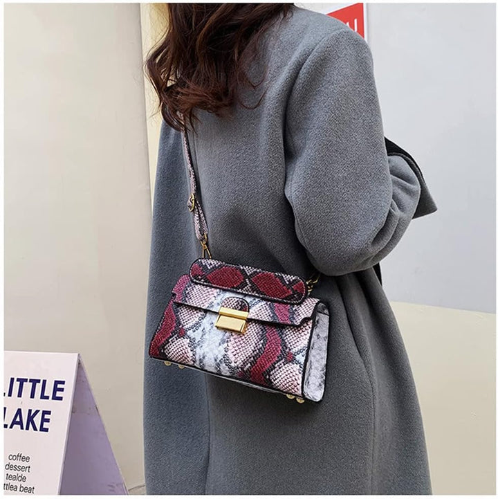 Coolives Damen Kleine Umhängetasche mit Krokodilledermuster Mini Handtasche aus PU-Leder Clutches Da