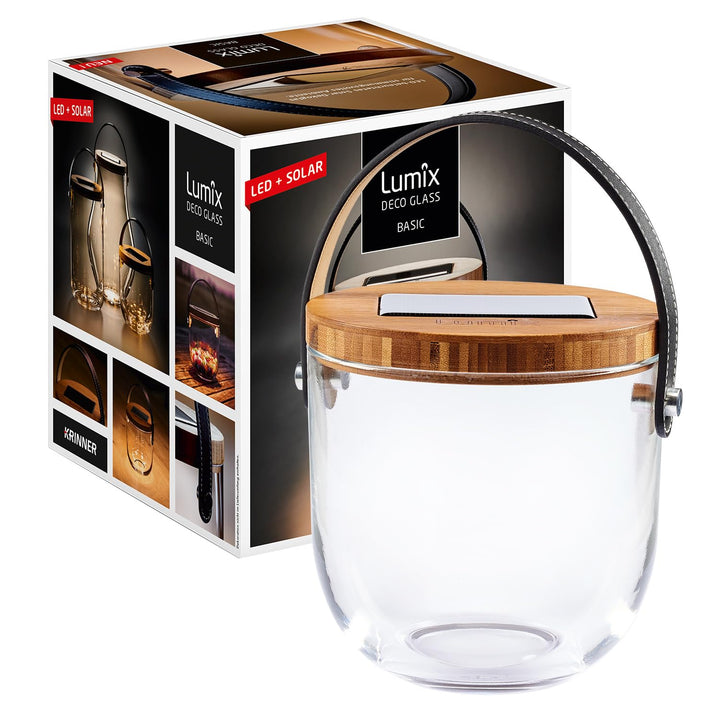 Lumix® LED-Solar-Laterne Deco Glas Basic 15cm mit USB-Anschluss und Touch-Funktion 1 Stück 22500, So