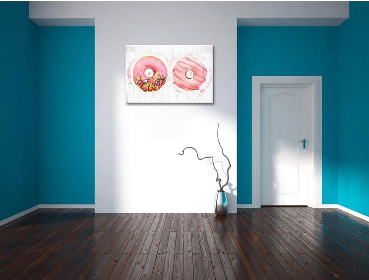 Pixxprint Glasierte Donuts als Leinwandbild/Grösse: 100x70 / Wandbild/Kunstdruck/fertig bespannt, 10