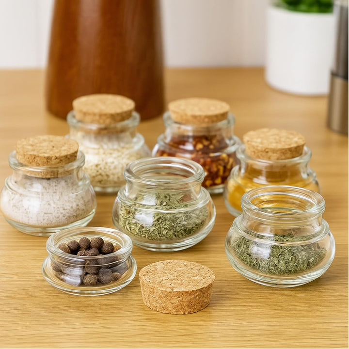 gouveo 42er Set Gewürzgläser 40 ml mit Korken - Mini Korkengläser mit Korkverschluss - Kleine Vorrat