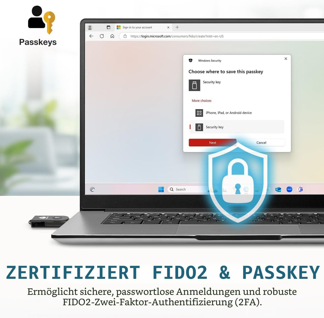 Thetis Pro-A FIDO2-Sicherheitsschlüssel-Passkey-Gerät mit USB A und NFC, TOTP/HOTP-Authentifikator-A