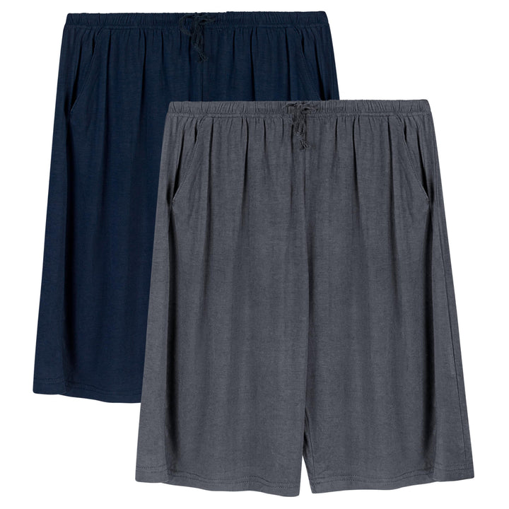 2er Pack Pyjamahose Herren Kurz Modal Schlafanzughose Weich Verstellbare Taille, Beidseitige Taschen