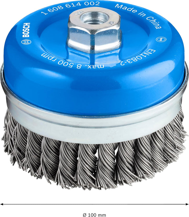 Bosch Accessories Bosch Professional 1x Topfbürste (Ø 100 mm, M14, 0.8mm, Gezopfter Stahldraht, Zube