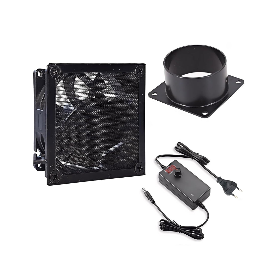 DC12V Axiallüfter Rohrventilator, 80 * 25mm, Schwarz | Dual Kugellager, LED Display Controller, 75mm