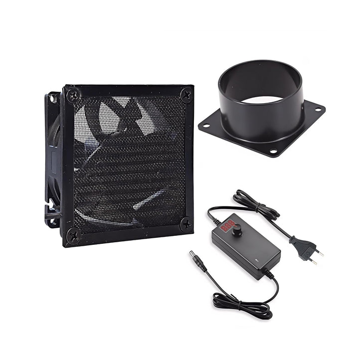 DC12V Axiallüfter Rohrventilator, 80 * 25mm, Schwarz | Dual Kugellager, LED Display Controller, 75mm