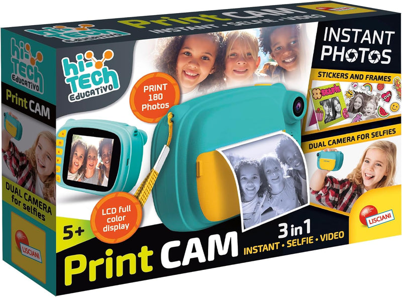 Lisciani - Print CAM - Sofortbildkamera - Hi-Tech Bildung - 4 Zoll Vollfarbdisplay - Dual Kamera für