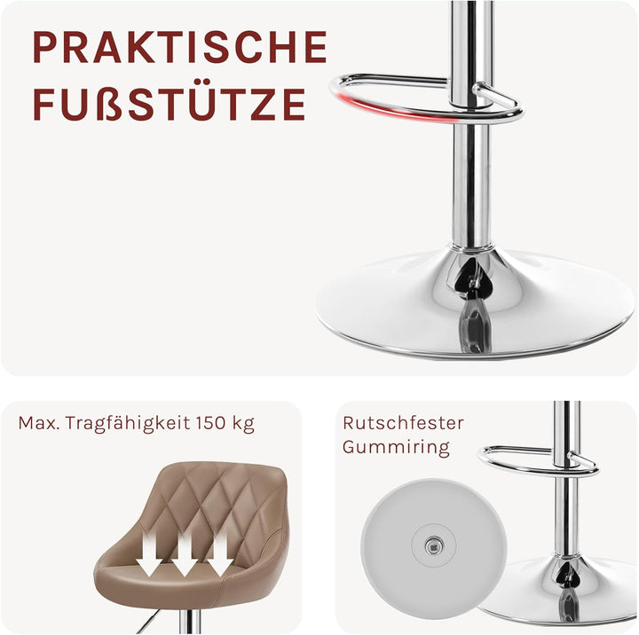 WOLTU BH23kk-1 1er Barhocker Barstuhl, leichte reinige Kunstleder, Gute gepolsterte Sitzfläche, Höhe