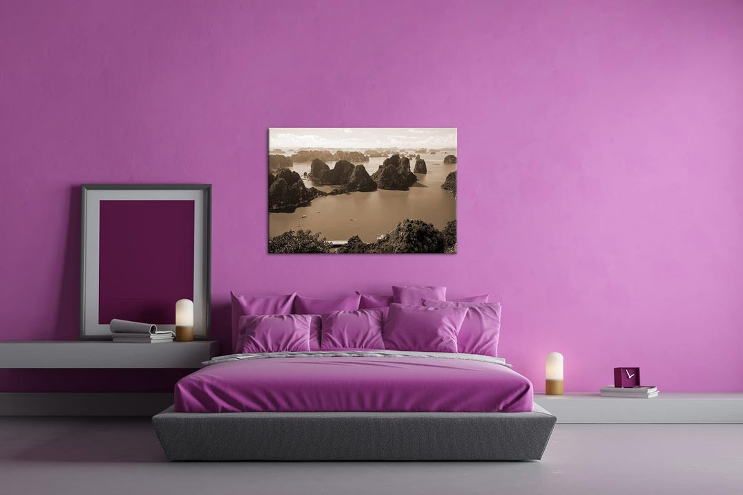 deyoli Ha Lang Meer in Vietnam Format: 80x60 Effekt: Sepia als Leinwandbild, Motiv fertig gerahmt au