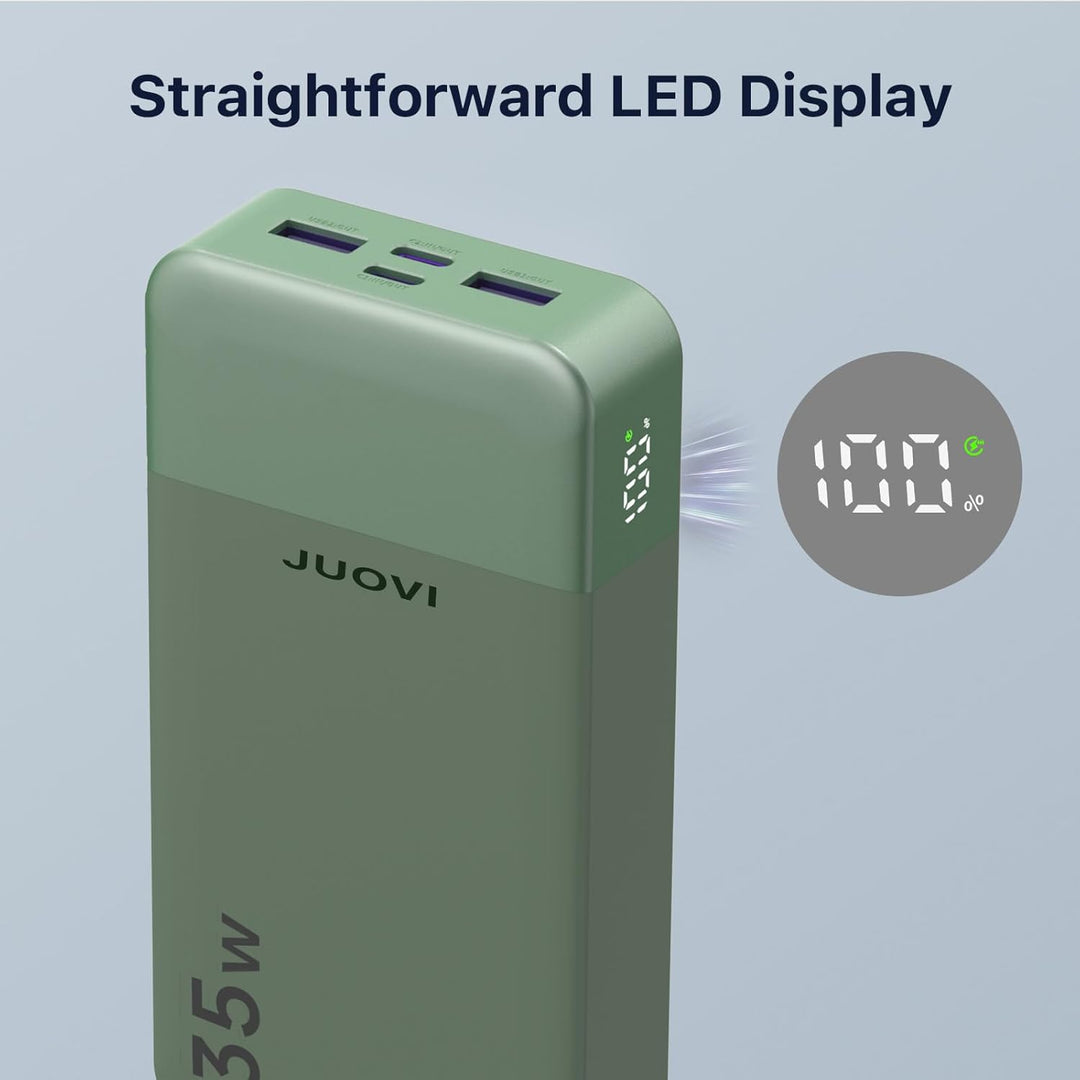 JUOVI J2651 Power Bank, 35W 20000mAh USB C In &amp; Out Power Bank, Akku-Pack mit QC3.0+PD3.0 35W High-S