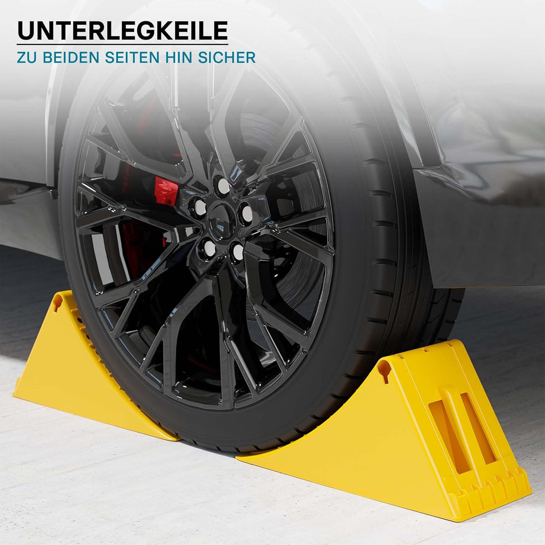 Wiltec Unterlegkeile Anhänger 2 Stück bis 6,5t Unterlegkeile LKW 470x200x230mm für Reifen bis 200mm
