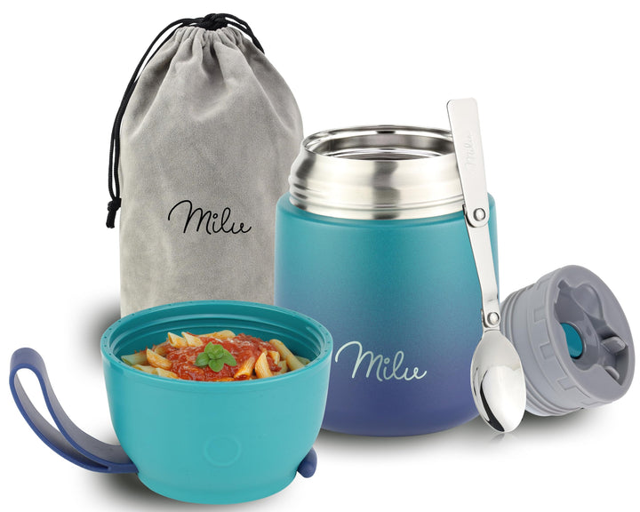 Milu® Thermobehälter für Essen 450ml, Edelstahl, Thermo Lunchbox, Suppenbehälter to go, Thermobox, T
