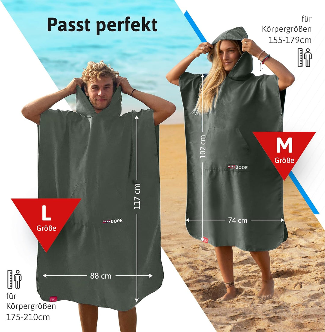 AUTDOOR® Mikrofaser Badeponcho Damen & Herren - nachhaltig aus 100% recycelten PET-Flaschen - Handtu