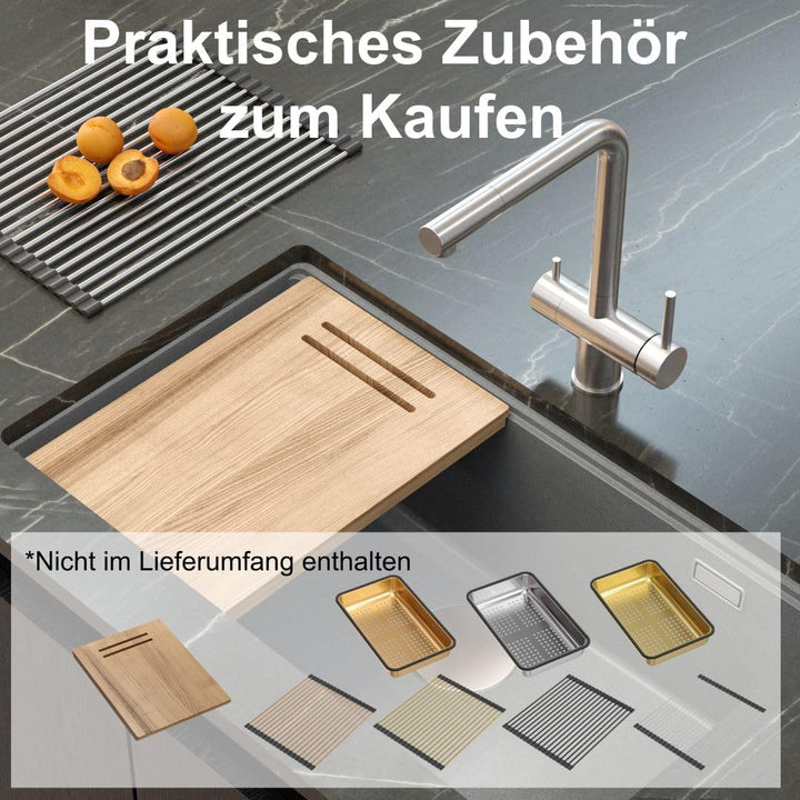 QUADRON | LOGAN 110 | Küchenspüle | 1-Kammer-Spüle | Masse: 70 x 37 x 23,5 cm | Schrankunterbau ab 8