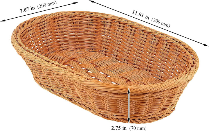 MUKSEUT 4 Stück Brotkorb Geflochten Oval, 30x20x7cm Brotkörbchen Ovaler Korb Geflochten Obstkorb, Ku