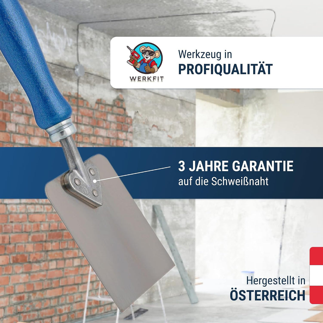 WERKFIT Profi Tapetenkratzer Fauserkelle mit Holzgriff – 0.8mm Edelstahlklinge – Herzgriffspachtel f