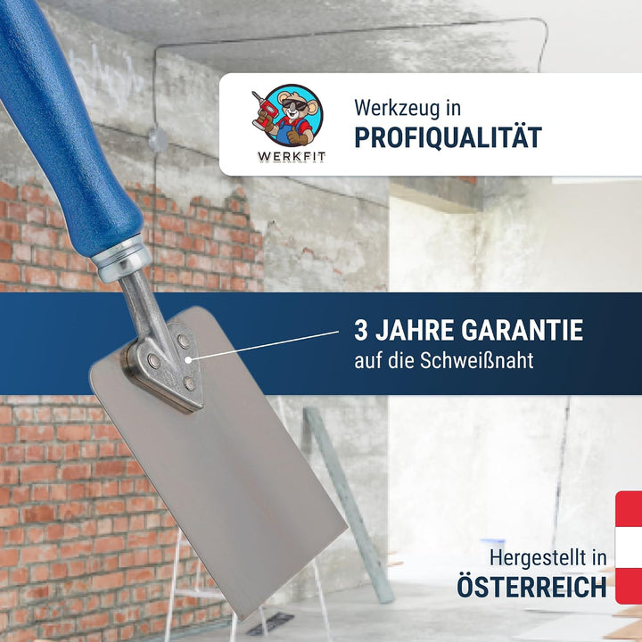 WERKFIT Profi Tapetenkratzer Fauserkelle mit Holzgriff – 0.8mm Edelstahlklinge – Herzgriffspachtel f