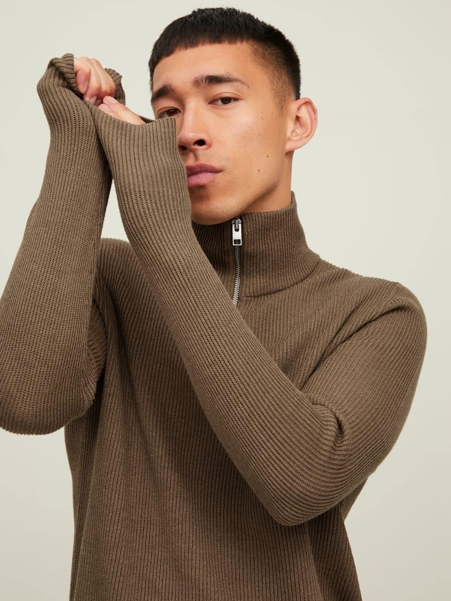 Jack & Jones Men's Jprperfect Knit Half Zip Sn Sweater S Otter, S Otter