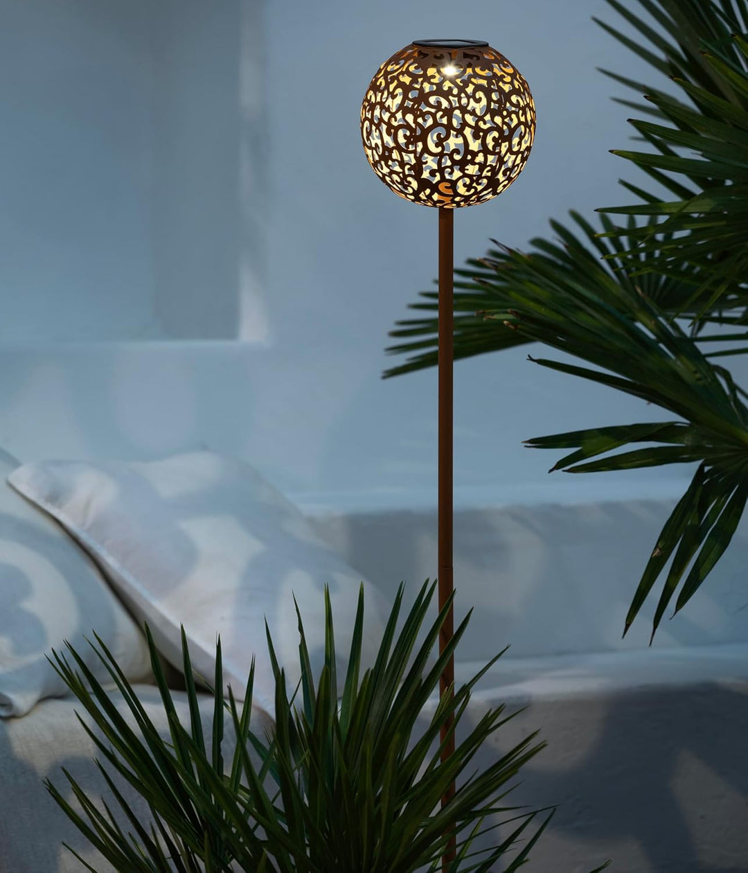 Dehner Solarstab Lagos, Kugelleuchte, Lichtfarbe warmweiss, Ø 16 cm, Höhe 120 cm, Metall/Kunststoff,