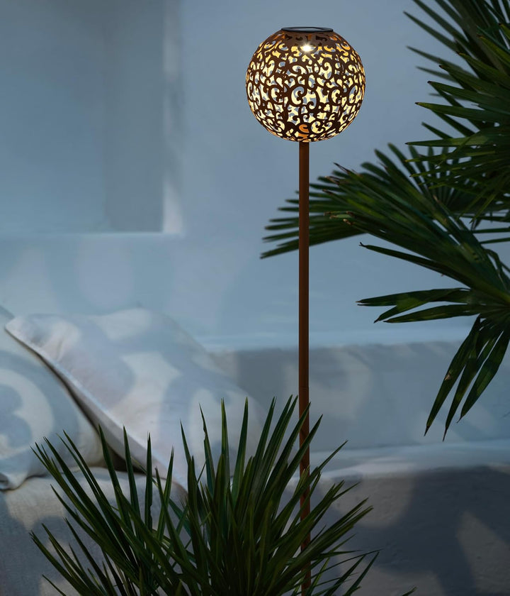 Dehner Solarstab Lagos, Kugelleuchte, Lichtfarbe warmweiss, Ø 16 cm, Höhe 120 cm, Metall/Kunststoff,