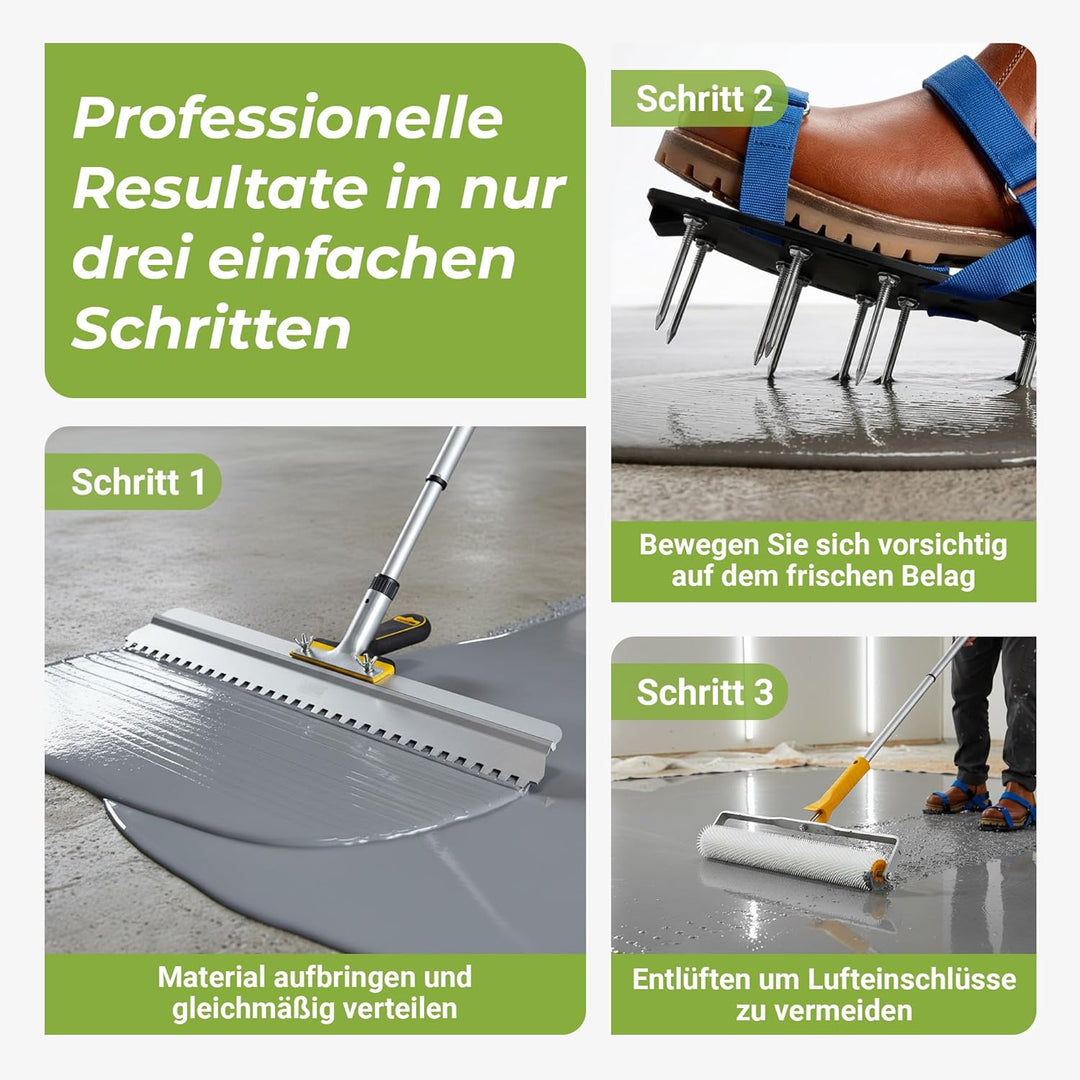 Colorus Profi Bodenbeschichtungs Set 5-teilig – Stachelwalze 40 cm Entlüftungsrolle | Nagelschuhe Es