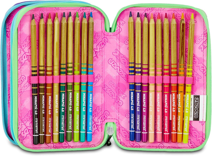 Seven Federmäppchen, Mäppchen, Mehrfarbig, Federtasche für Schreibwaren, Etui komplett mit Bleistift