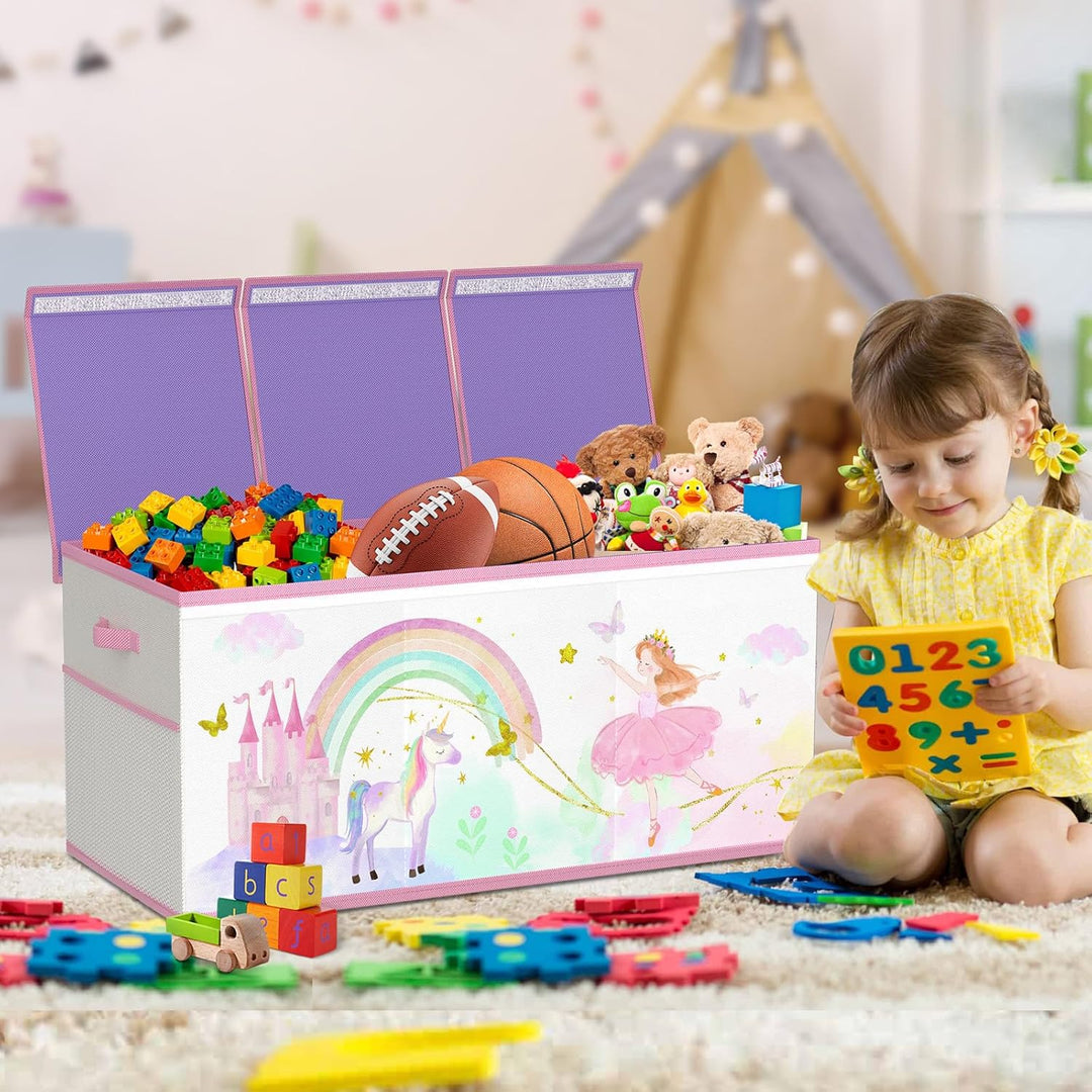 Extra Gross Aufbewahrungsbox Spielzeugkiste mit Deckel Kinder - Faltbar Spielzeug Aufbewahrung mit G
