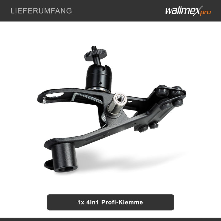 Walimex 4 in 1 Studioklemme, Schwarz Single, Single
