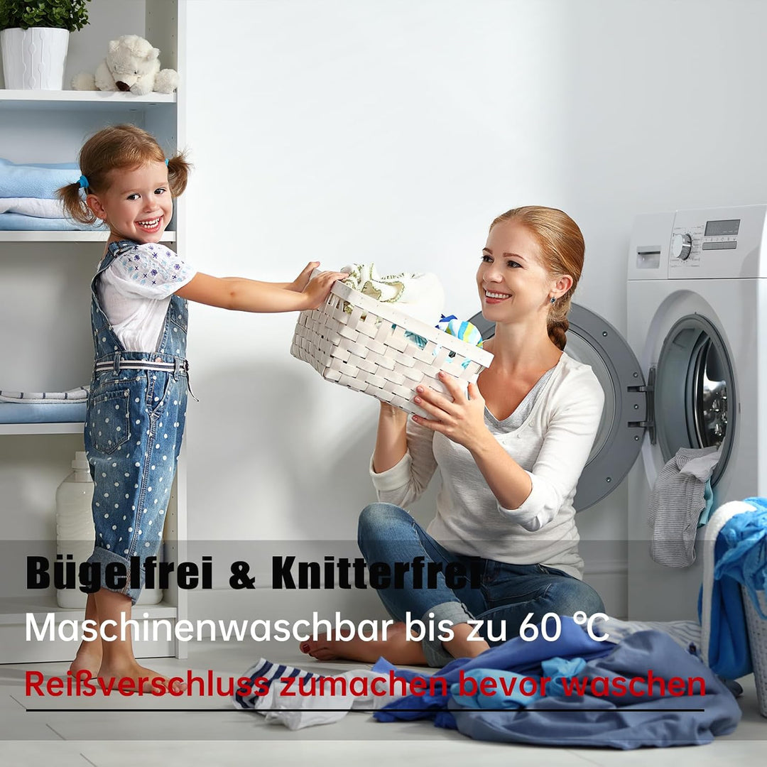 Boqingzhu Seersucker Bettwäsche Weiss 155x220cm 3 Teilig Uni Sommer Atmungsaktiv Kühlende Wende Bett