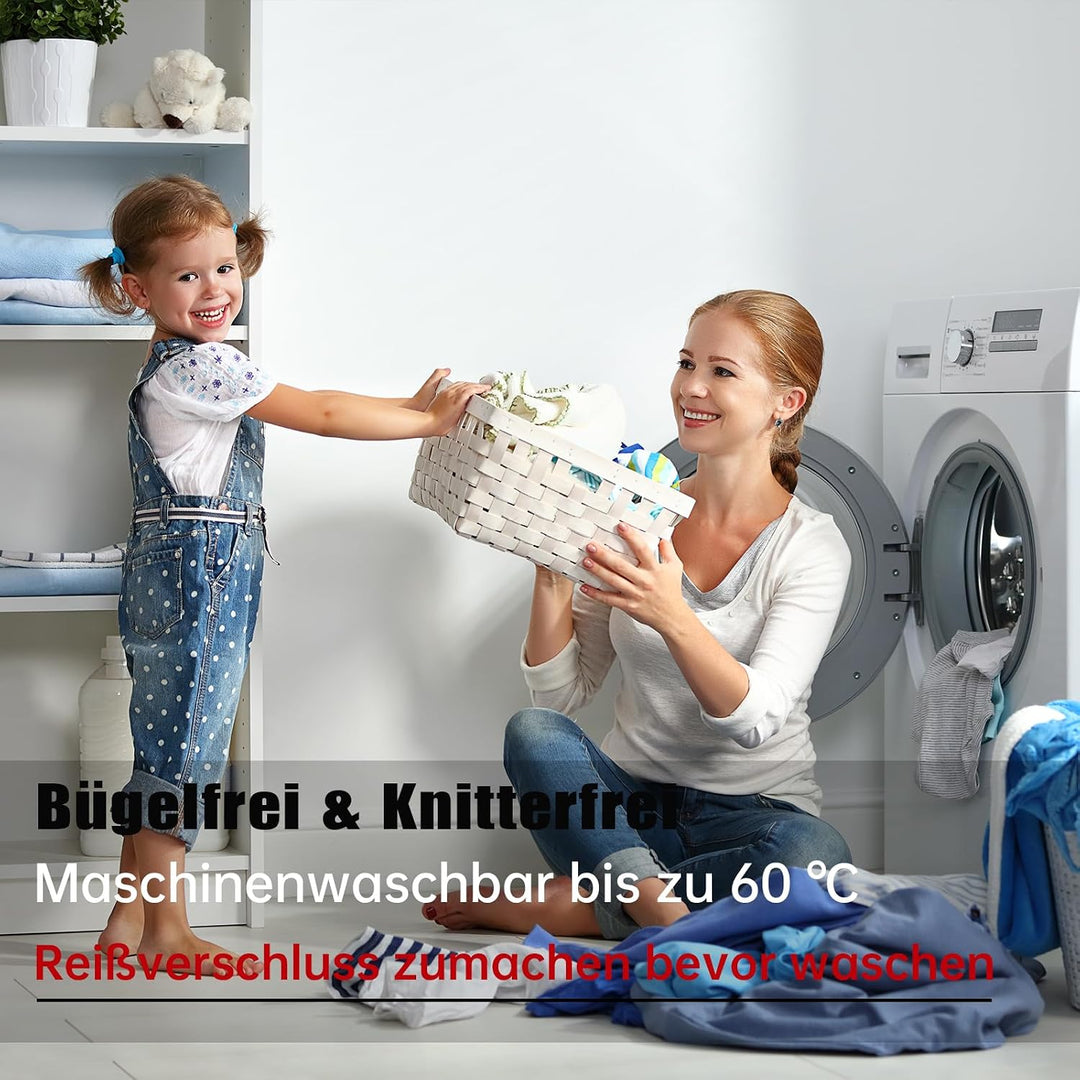 Boqingzhu Seersucker Bettwäsche Weiss 155x220cm 3 Teilig Uni Sommer Atmungsaktiv Kühlende Wende Bett