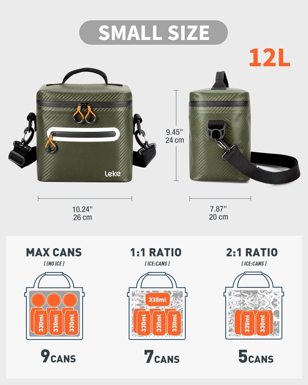 Lekesky 12/20L Verstärkter Isolierter Kühltasche – Tragbarer Kühltasche, Wasserdichter & Undichtheit