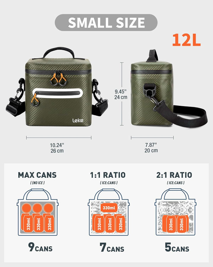 Lekesky 12/20L Verstärkter Isolierter Kühltasche – Tragbarer Kühltasche, Wasserdichter & Undichtheit