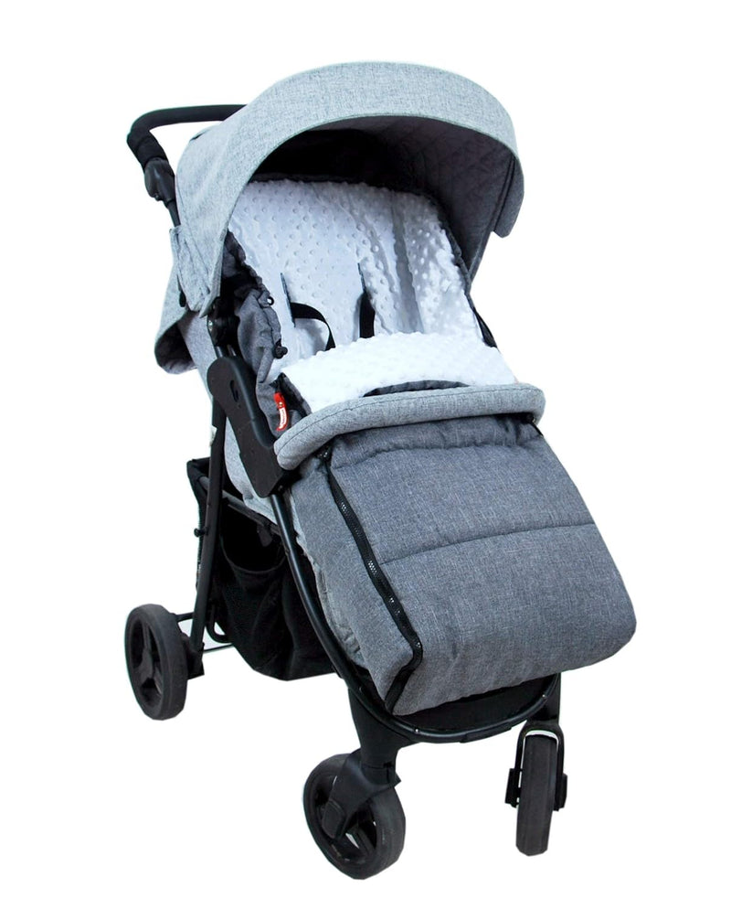 BABYLUX Fusssack 90cm MINKY Kinderwagen Buggy Babyschale Thermo +/ Muff Handmuff Winterfusssack (Gra