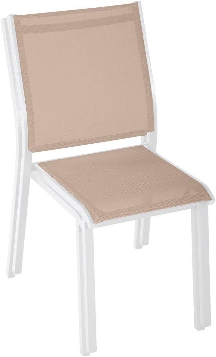 Hespéride Stapelbarer gartenstuhl essentia leinen & weiss aus epoxybehandeltem Aluminium