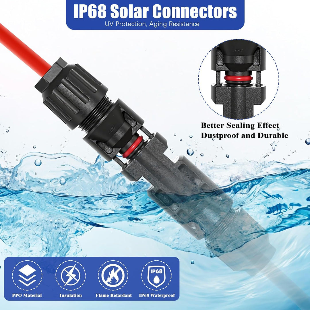 Solar Crimpzange Set für 2.5/4/6mm² PV Kabel, mit 1 MC4 Crimpzangen, 12 Paar Kabelstecker, 12 Paar M