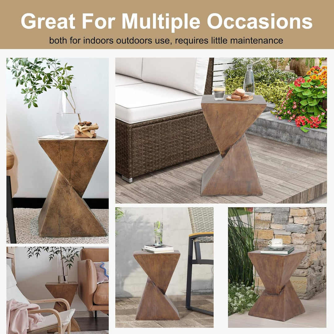 FATIVO Beistelltisch Holz Braun Vintage: Beistelltisch Klein 46cm Hoch Sofatisch Nachttisch Telefont
