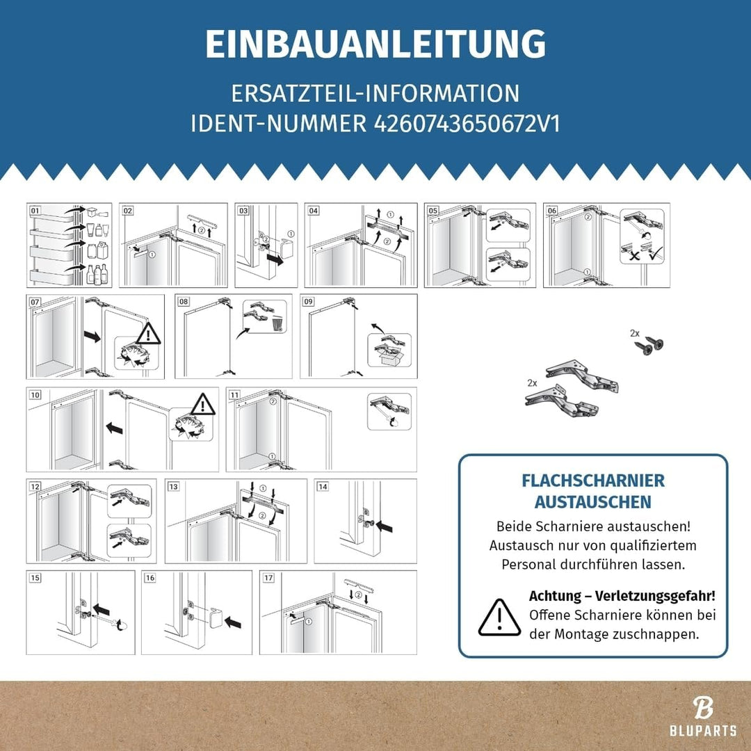 Türscharnier Set oben unten wie AEG 4055504197 für Kühlschrank