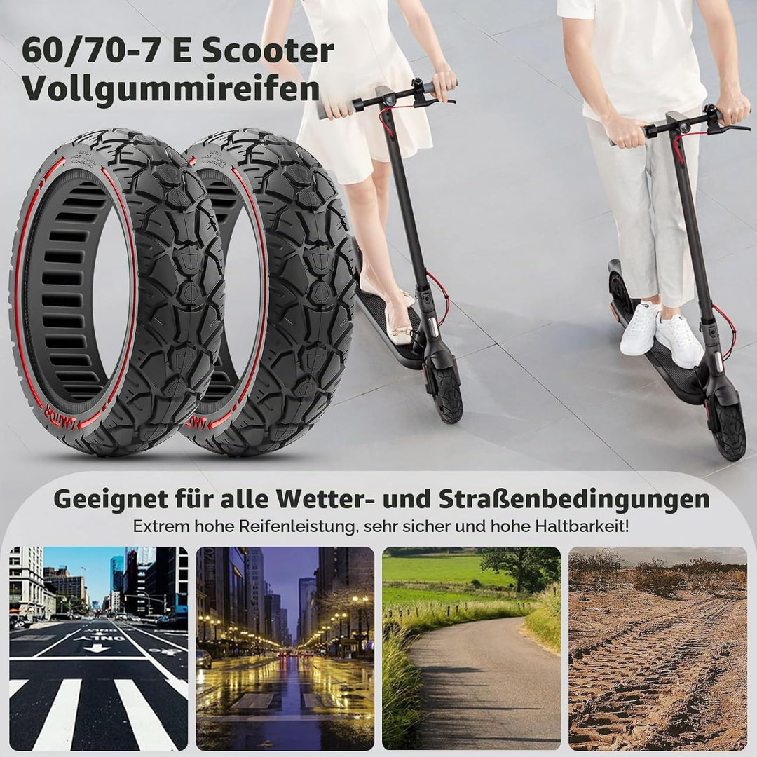 60/70-7.0 Reifen Offroad für Xiaomi 4 Pro Vollgummireifen E-Scooter (1. Gen), Abriebfeste &amp; Pannensi