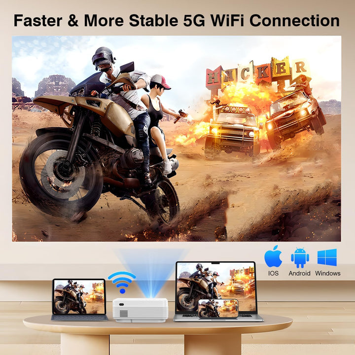 Beamer, YEZMEK Native 1080P 15000 Lumen Full HD 5G WiFi Bluetooth Beamer, Mini LED Beamer 4K Unterst