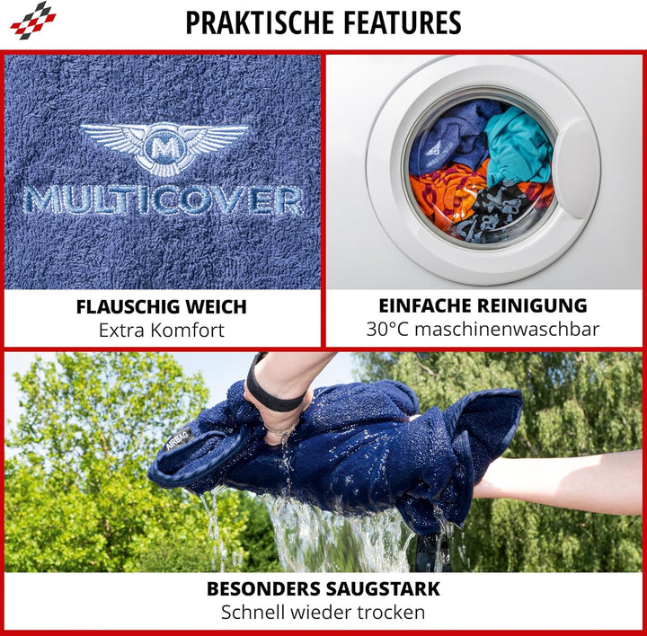 Walser Sitzaufleger Multicover, universal Auto-Sitzauflage, waschbarer Autositz-Überwurf Marineblau,